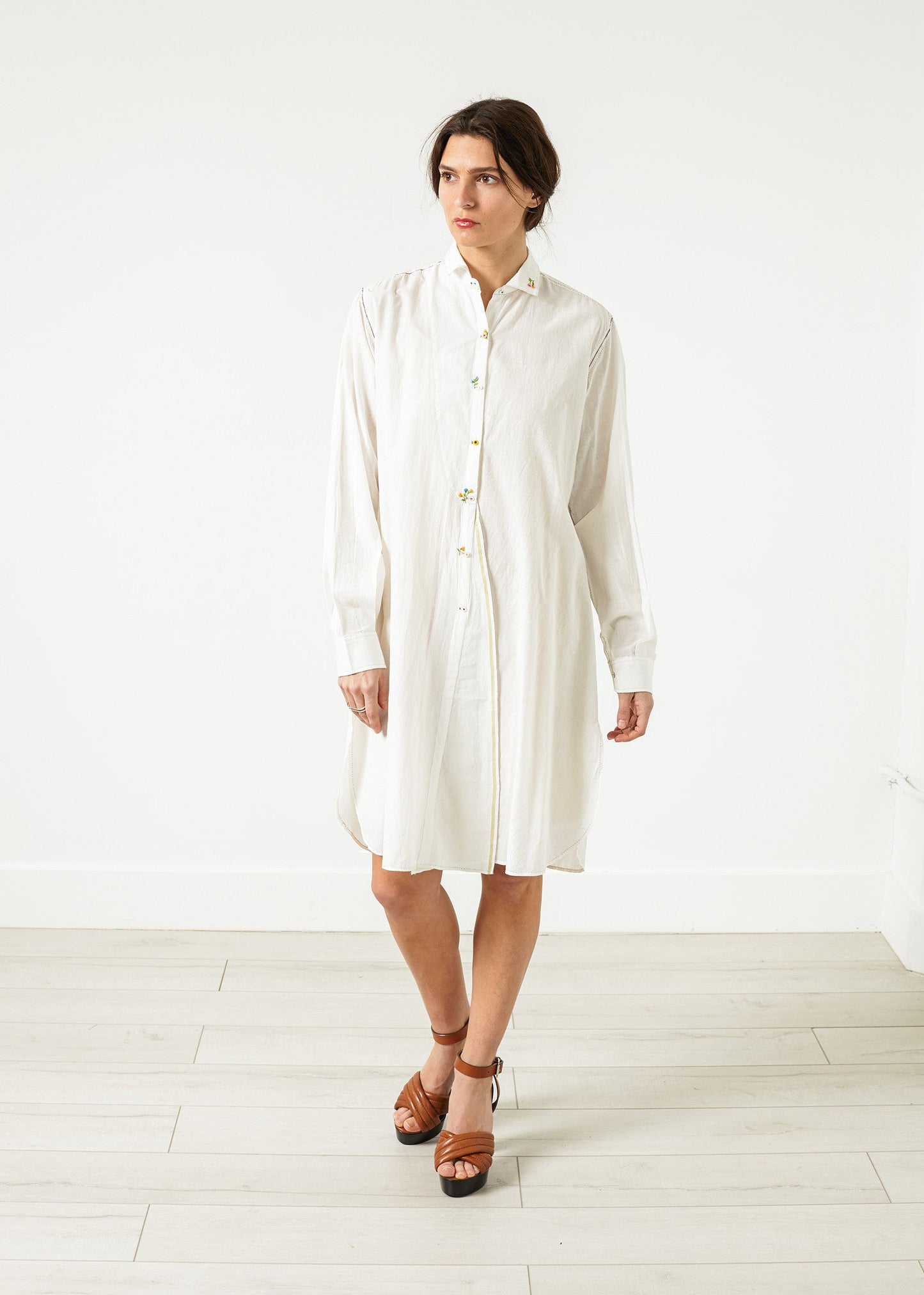Pleated Sleeve Tunic in White – variant-remains